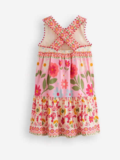 Boden Pink Hotchpotch Floral Jersey Cross Back Dress image 3