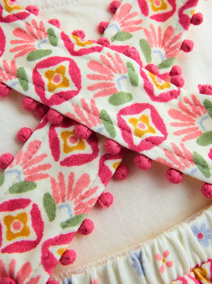 Boden Pink Hotchpotch Floral Jersey Cross Back Dress image 4
