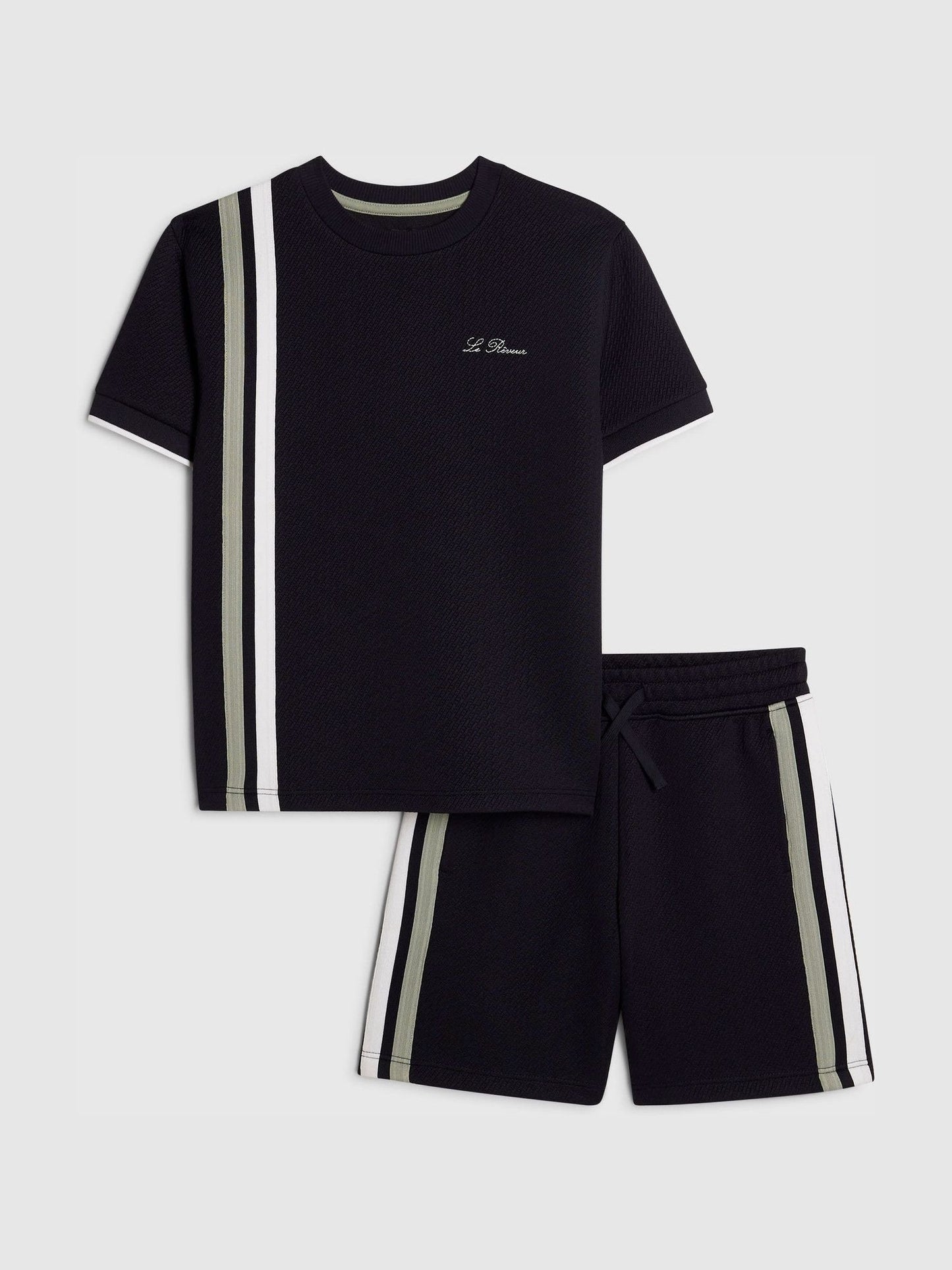 Dsiney Kidz - River Island Navy Smart Textured T-Shirt & Shorts Set image 1