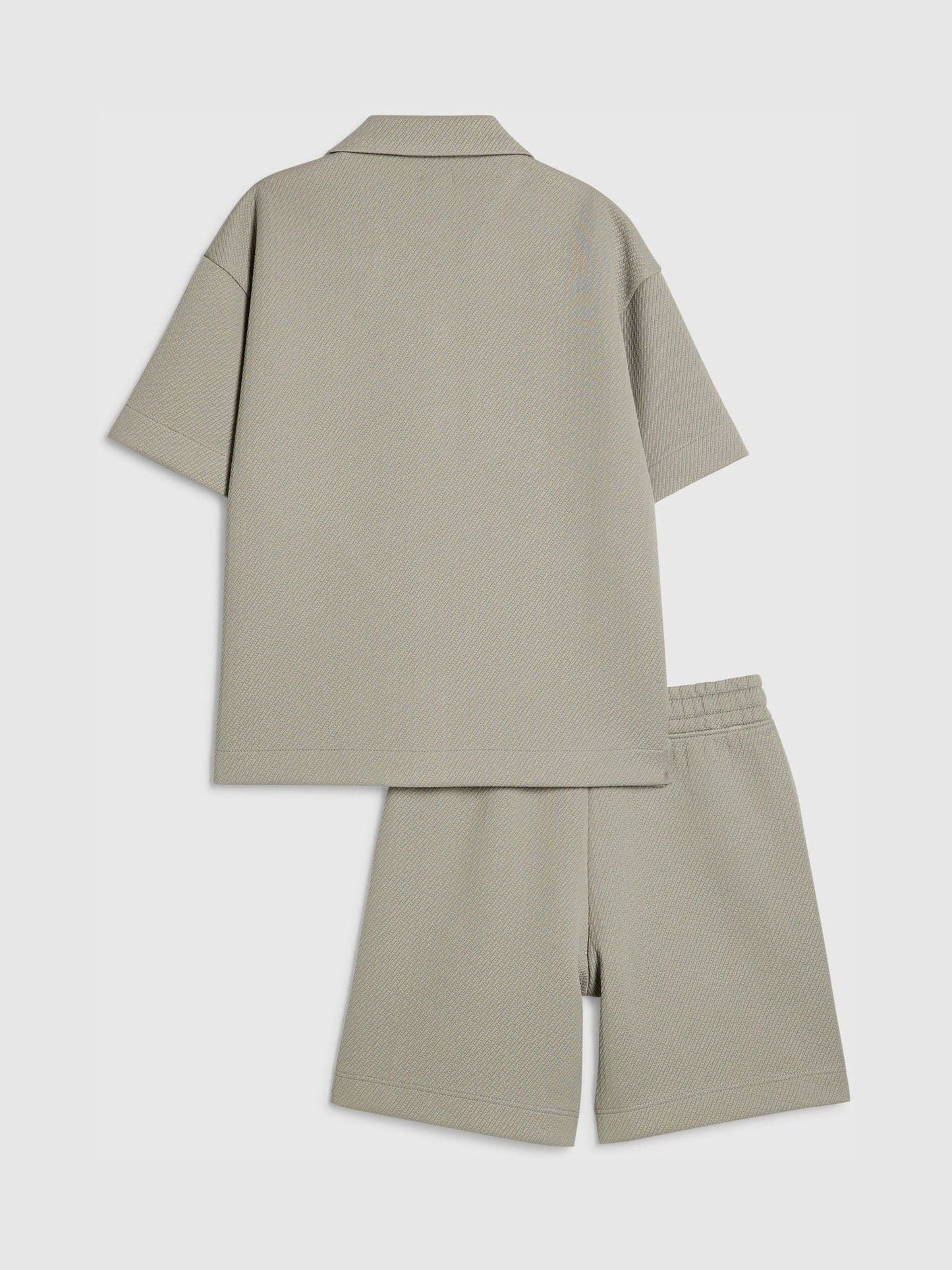 Dsiney Kidz - River Island Green Boxy Stripe Revere Shirt & Short Set image 2