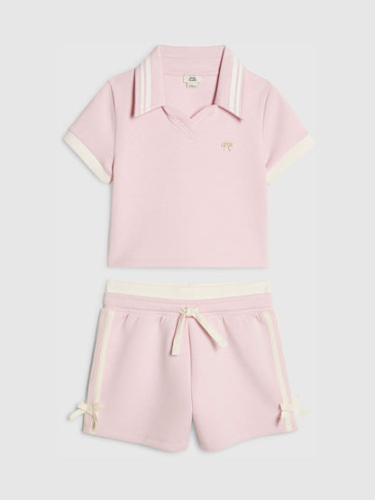 Dsiney Kidz - River Island Pink Clean Polo Shirt & Shorts Set image 1