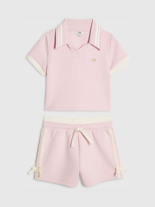 Dsiney Kidz - River Island Pink Clean Polo Shirt & Shorts Set image 1