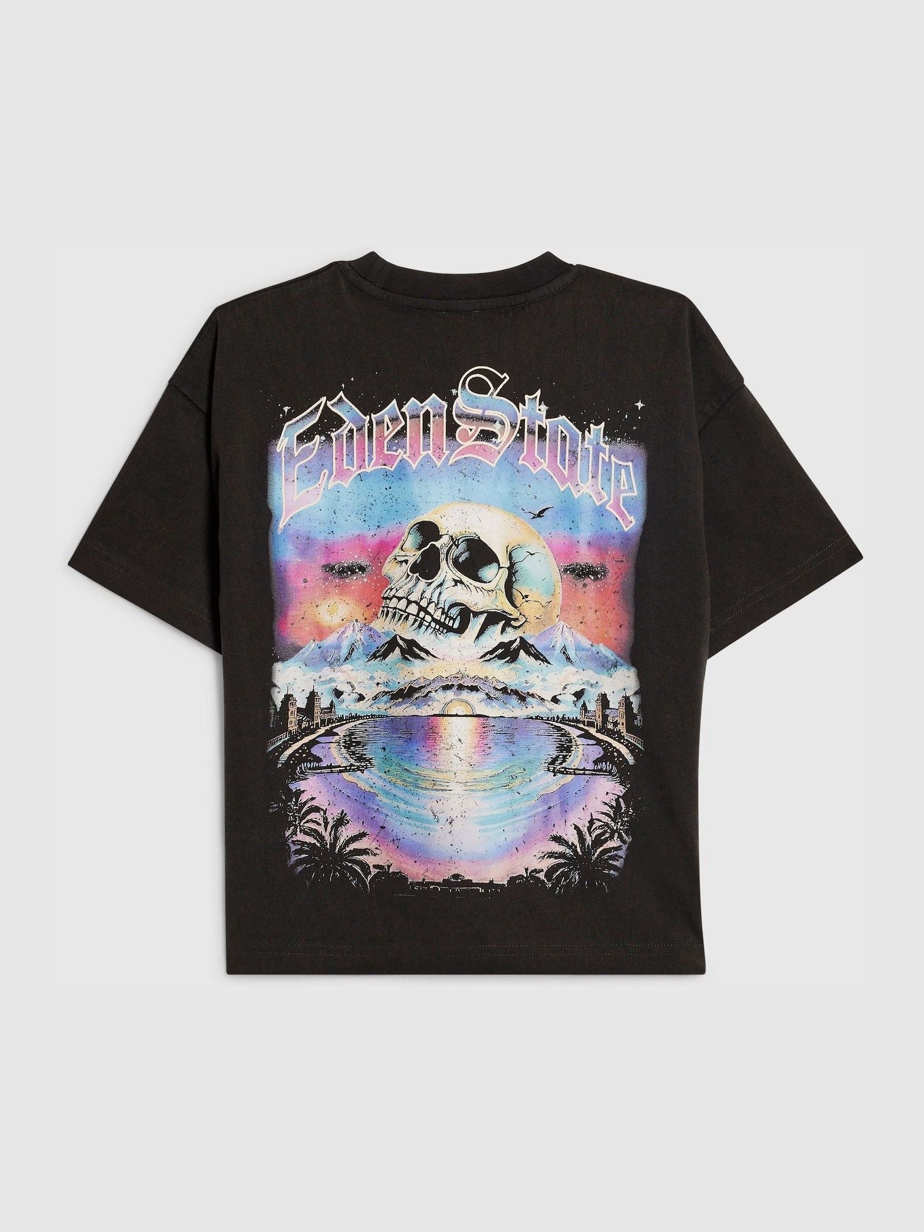Dsiney Kidz - River Island Black Oversized Skull Washed T-Shirt image 1