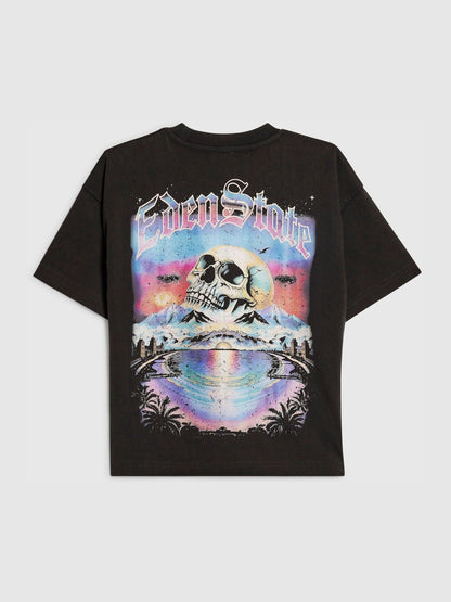 Dsiney Kidz - River Island Black Oversized Skull Washed T-Shirt image 1