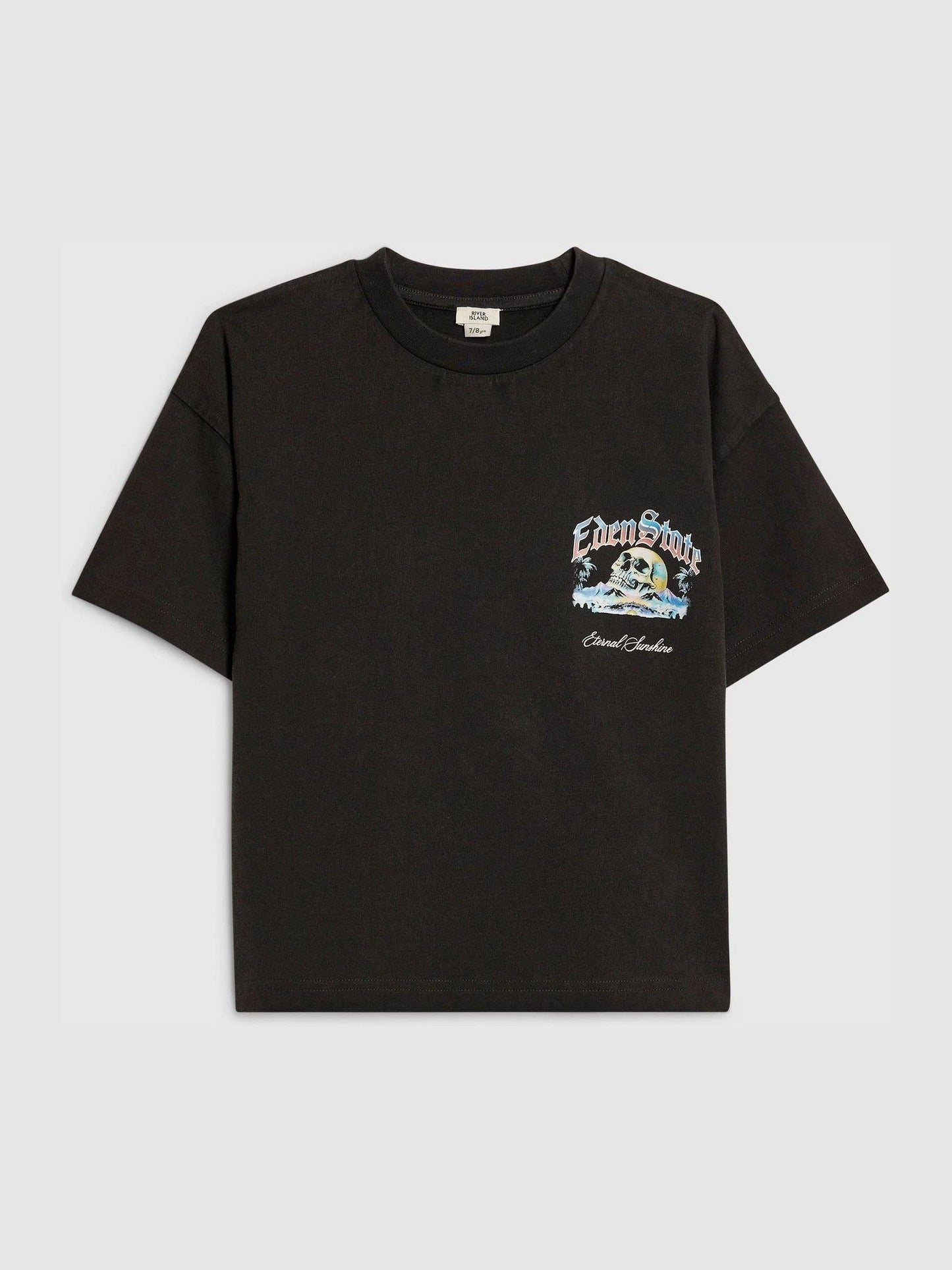 Dsiney Kidz - River Island Black Oversized Skull Washed T-Shirt image 2