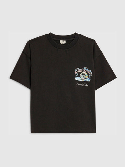 Dsiney Kidz - River Island Black Oversized Skull Washed T-Shirt image 2