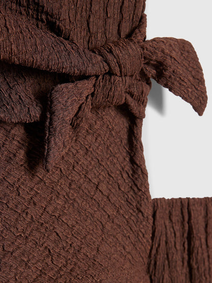 River Island Brown Textured Top & Wide Leg Trousers Set image 4