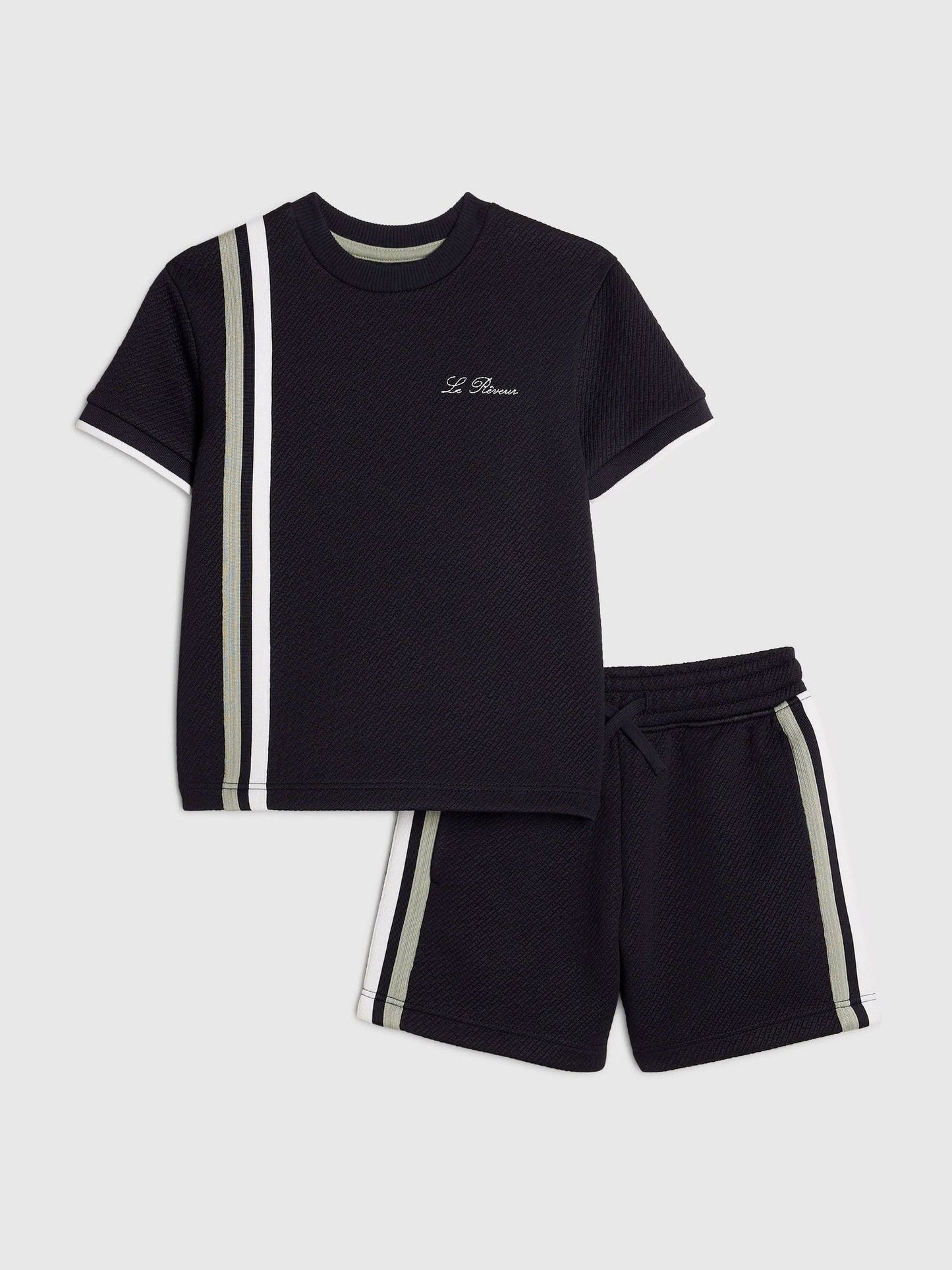 Dsiney Kidz - River Island Navy Oversized Smart Textured T-Shirt & Shorts Set image 1