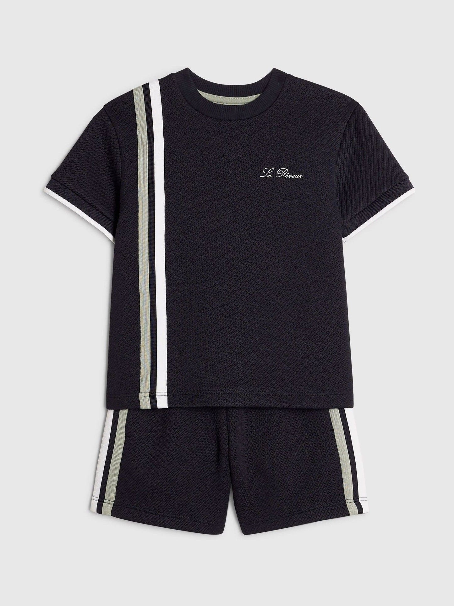 Dsiney Kidz - River Island Navy Oversized Smart Textured T-Shirt & Shorts Set image 3