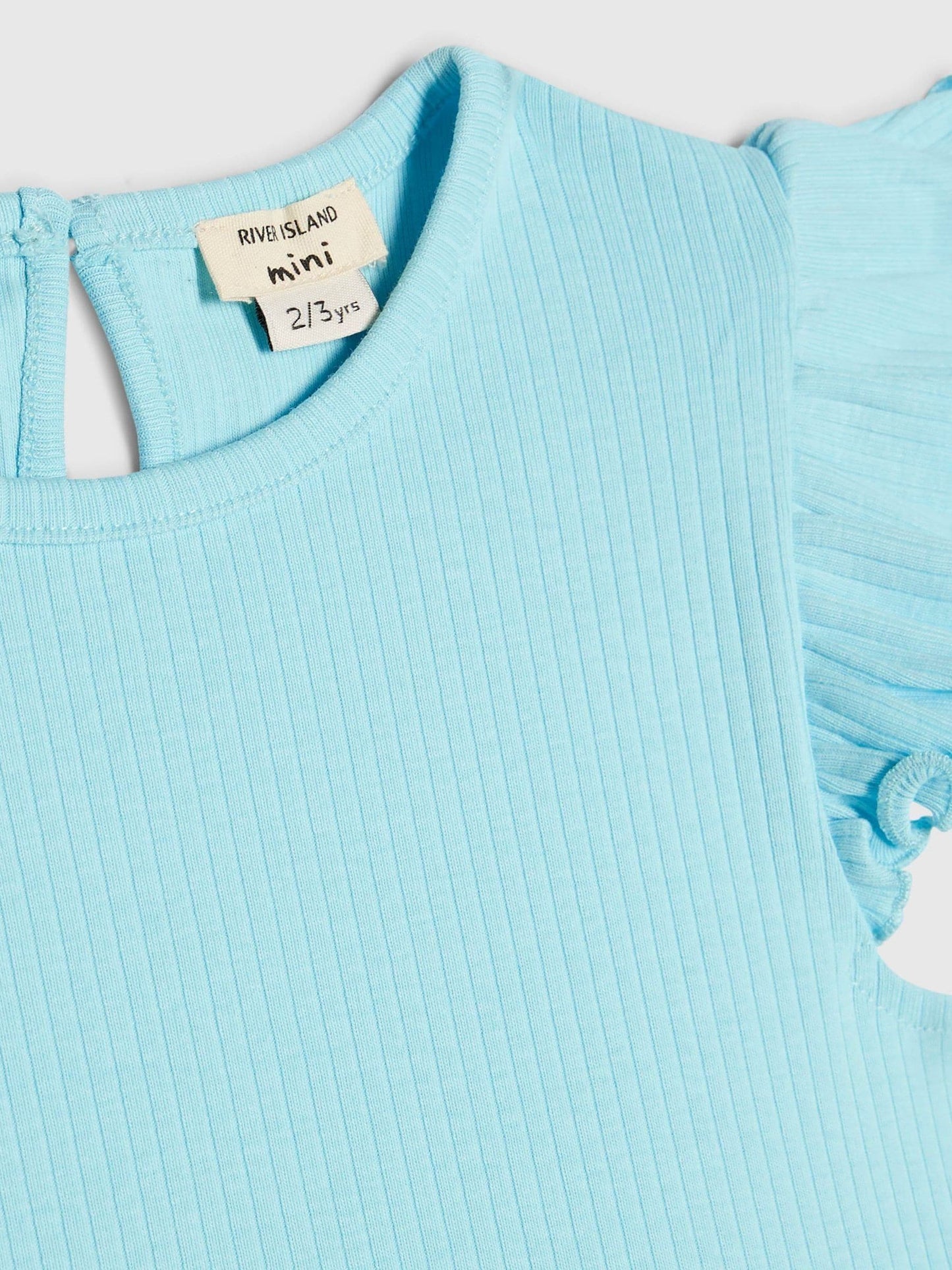 River Island Blue Peplum Bow Top & Rib Shorts Set image 4