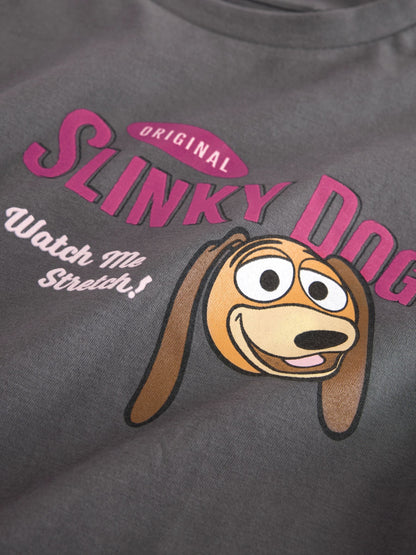 Dsiney Kidz - Grey Slinky Dog Oversized Graphic T-Shirt (3-16yrs) image 3