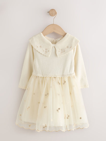 Dsiney Kidz - Ecru Occassion Bow Collar Dress (3mths-10yrs) image 1