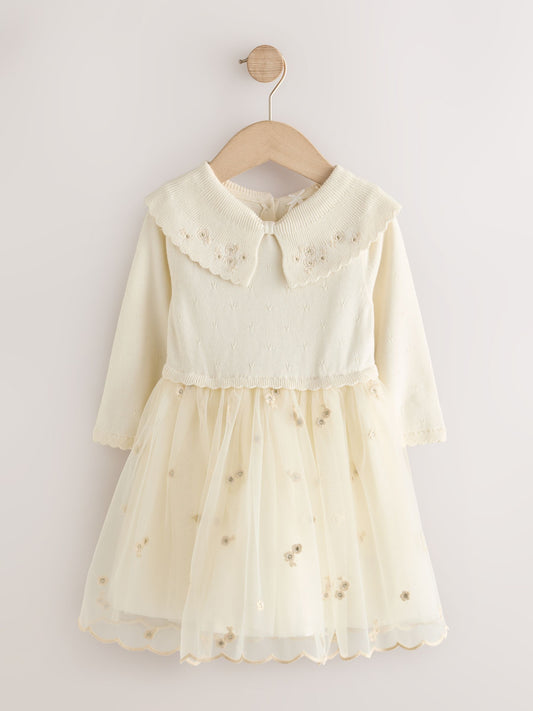Dsiney Kidz - Ecru Occassion Bow Collar Dress (3mths-10yrs) image 1