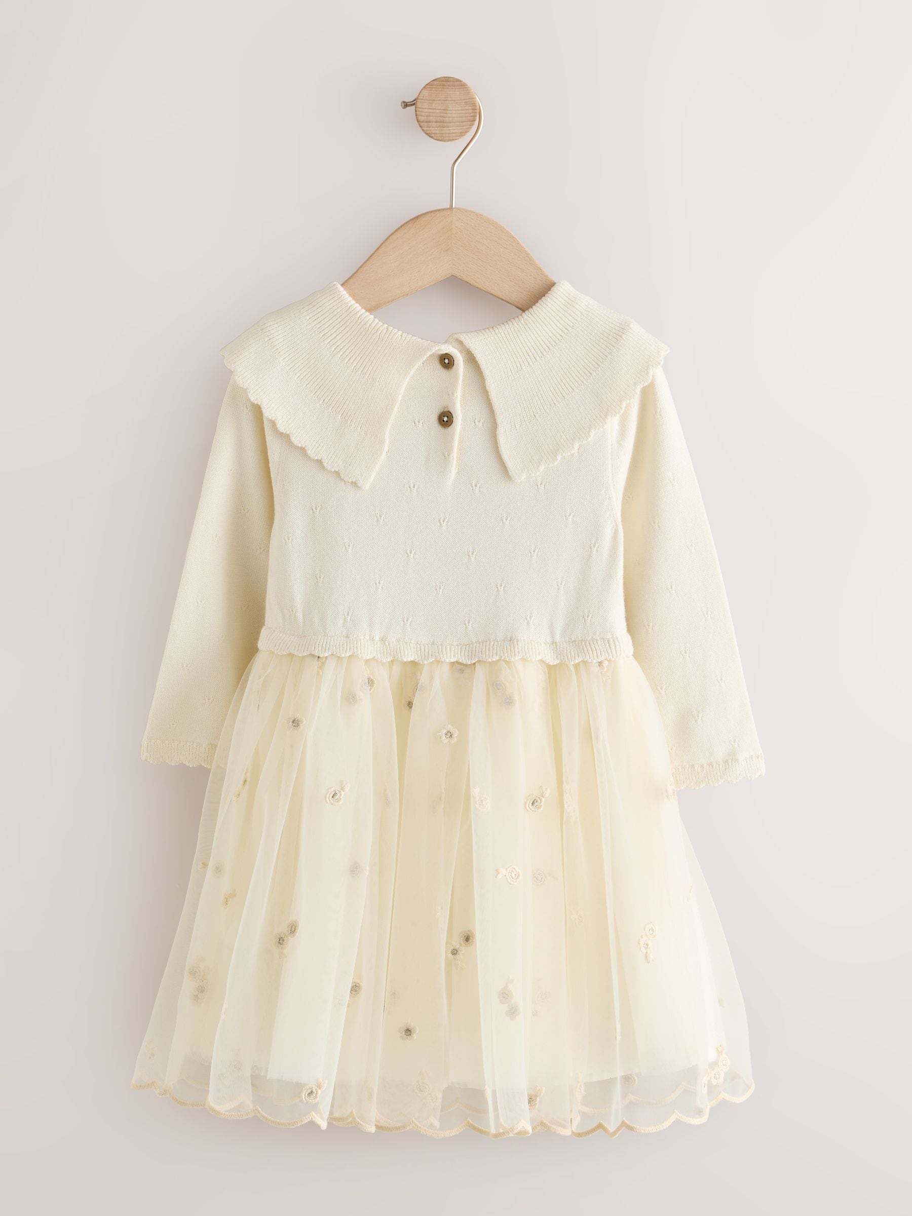 Dsiney Kidz - Ecru Occassion Bow Collar Dress (3mths-10yrs) image 2