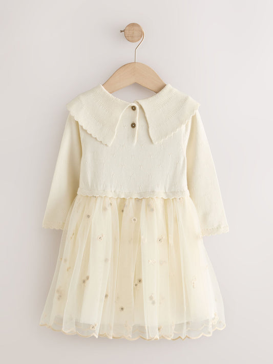 Dsiney Kidz - Ecru Occassion Bow Collar Dress (3mths-10yrs) image 2