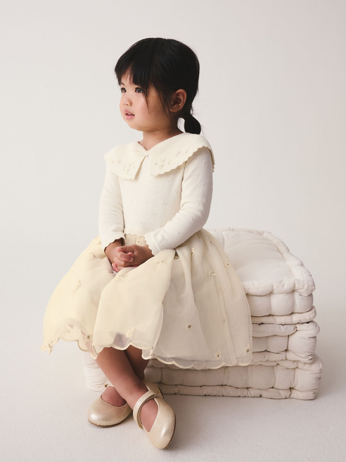 Dsiney Kidz - Ecru Occasion Bow Collar Dress (3mths-10yrs) image 2