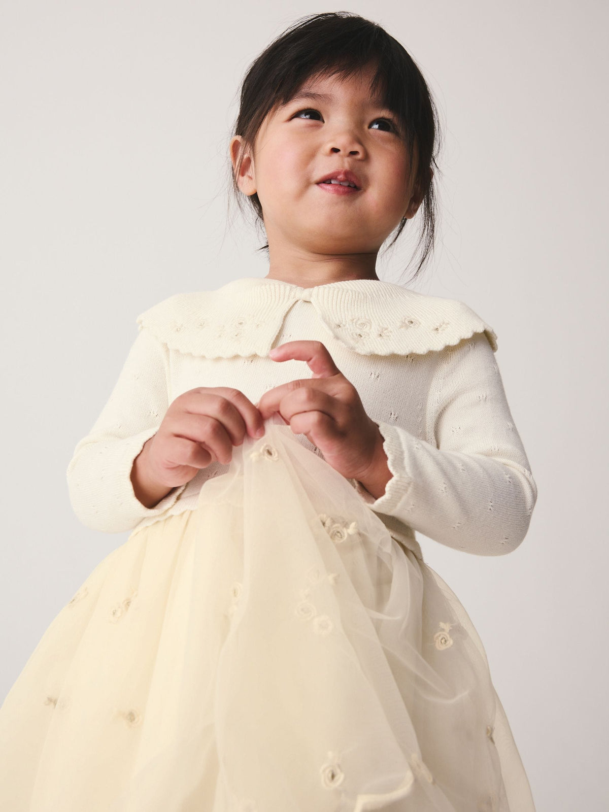 Dsiney Kidz - Ecru Occasion Bow Collar Dress (3mths-10yrs) image 3