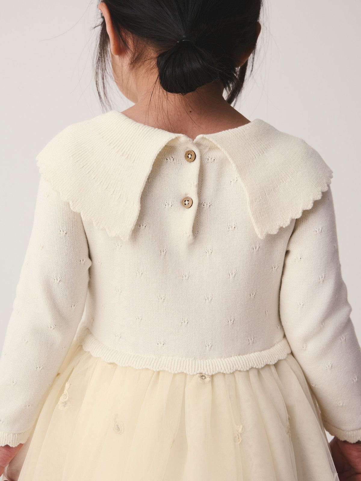 Dsiney Kidz - Ecru Occasion Bow Collar Dress (3mths-10yrs) image 4