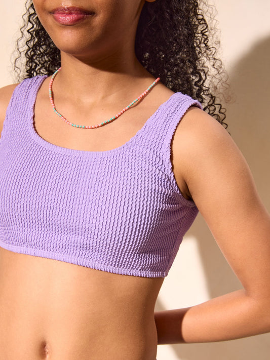 Dsiney Kidz - Lipsy Lilac Purple Scoop Neck Textured Bikini (5-16yrs) image 2