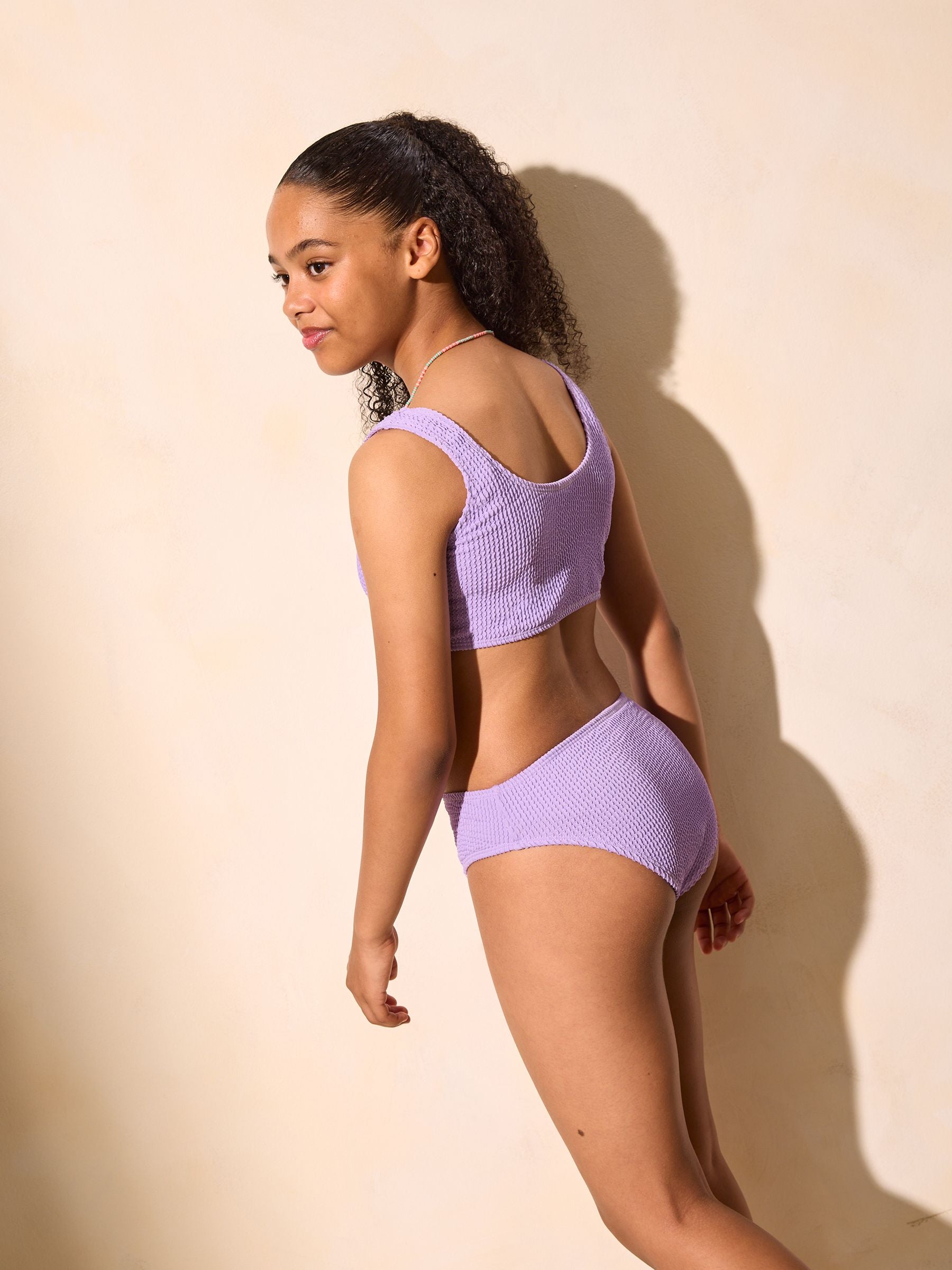 Dsiney Kidz - Lipsy Lilac Purple Scoop Neck Textured Bikini (5-16yrs) image 4