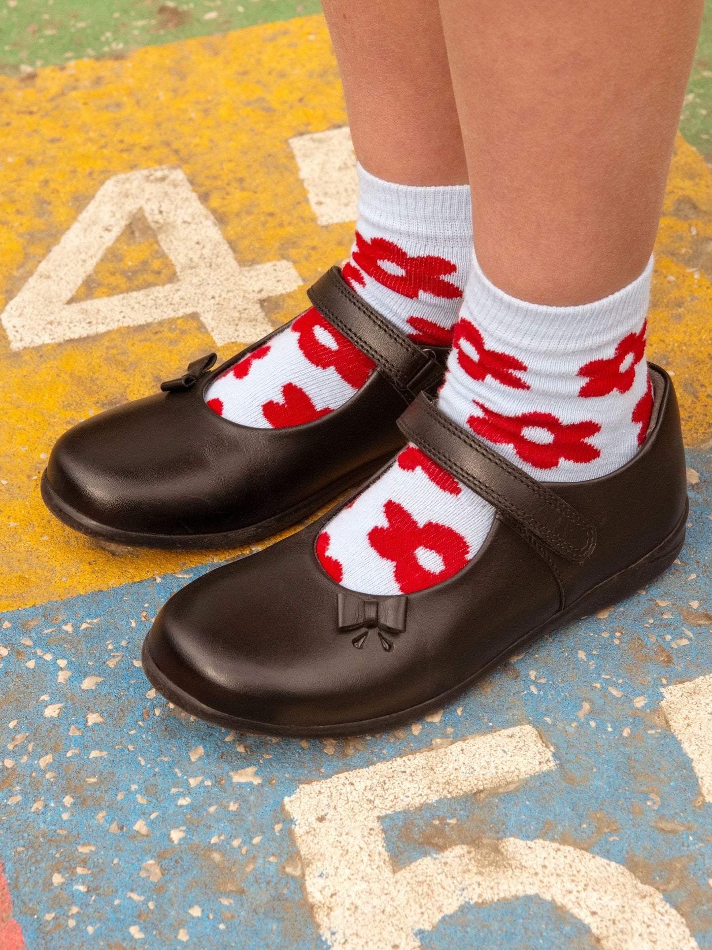 Start-Rite Black Ribbon Rip-Tape Single Bar Smart Bow Detailed School Shoes image 2