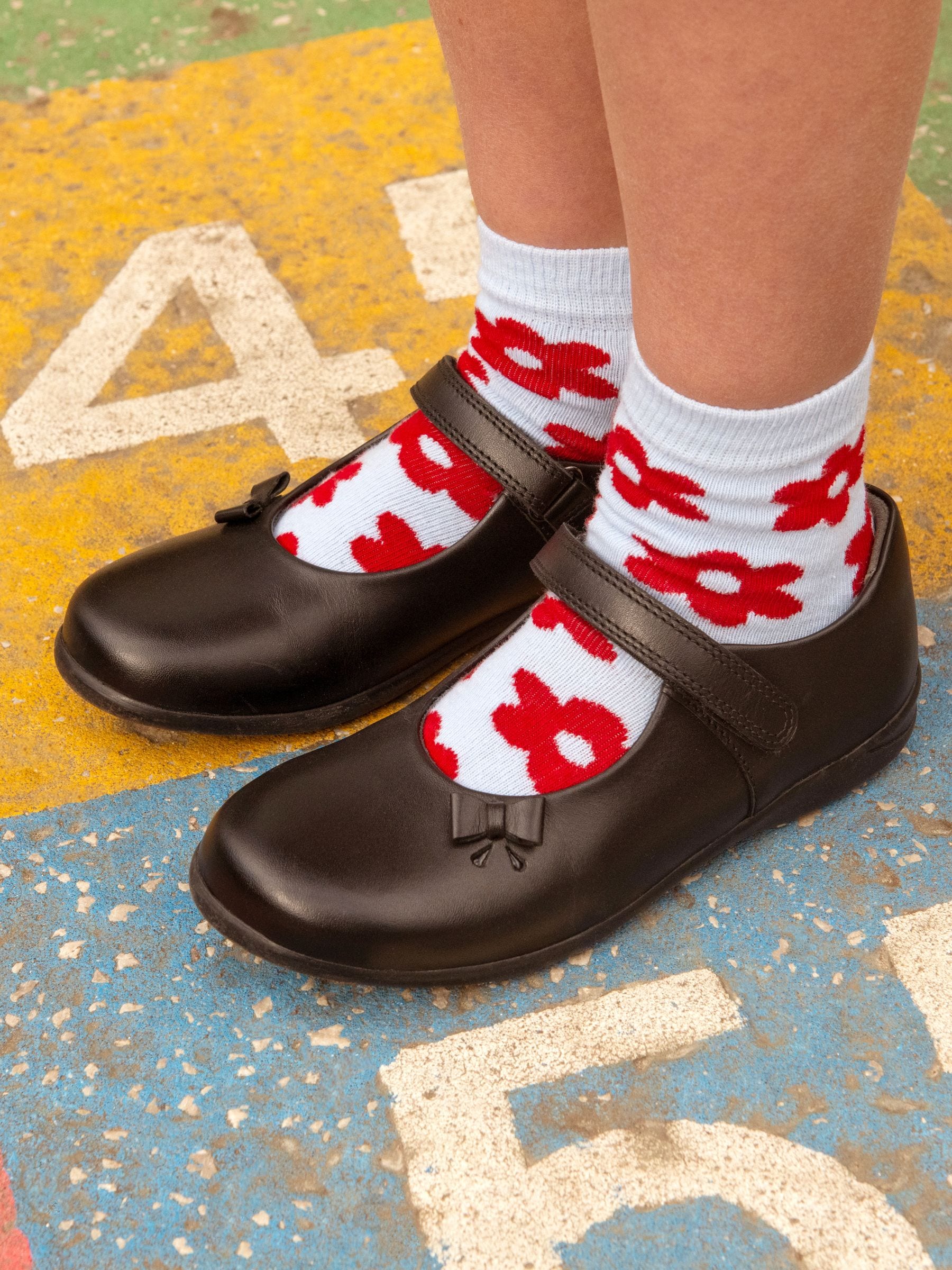Start-Rite Black Ribbon Rip-Tape Single Bar Smart Bow Detailed School Shoes image 2