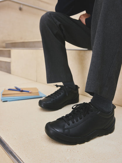 Start-Rite Black Challenger lace-up scuff resistant trainer inspired causal senior school shoes image 4