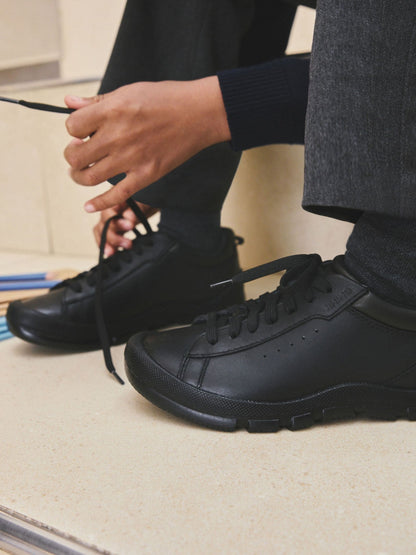 Start-Rite Black Challenger lace-up scuff resistant trainer inspired causal senior school shoes image 5