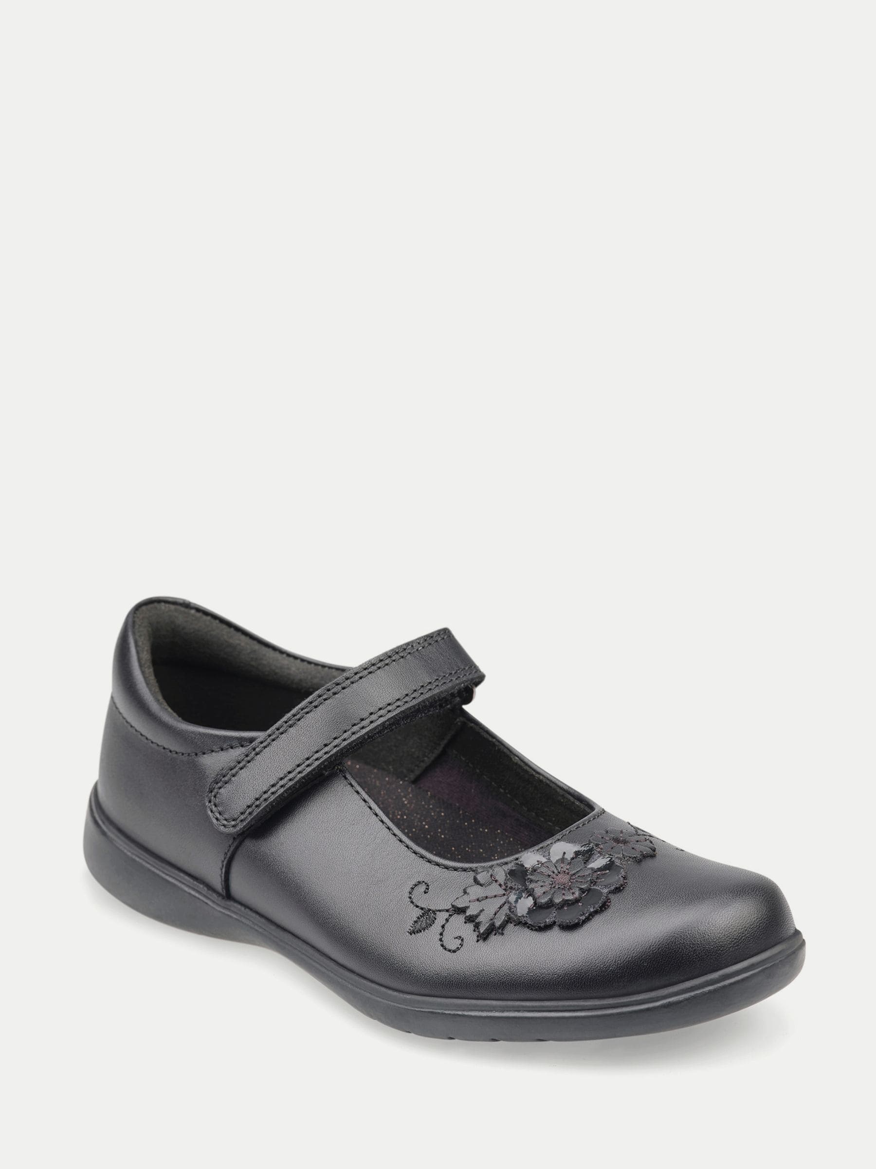 Start-Rite Black Wish Mary-Jane rip-tape floral applique school shoes image 4