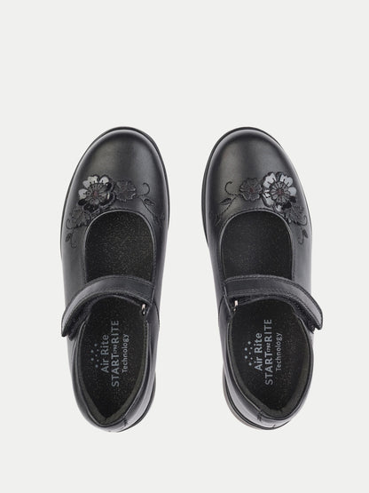 Start-Rite Black Wish Mary-Jane rip-tape floral applique school shoes image 5