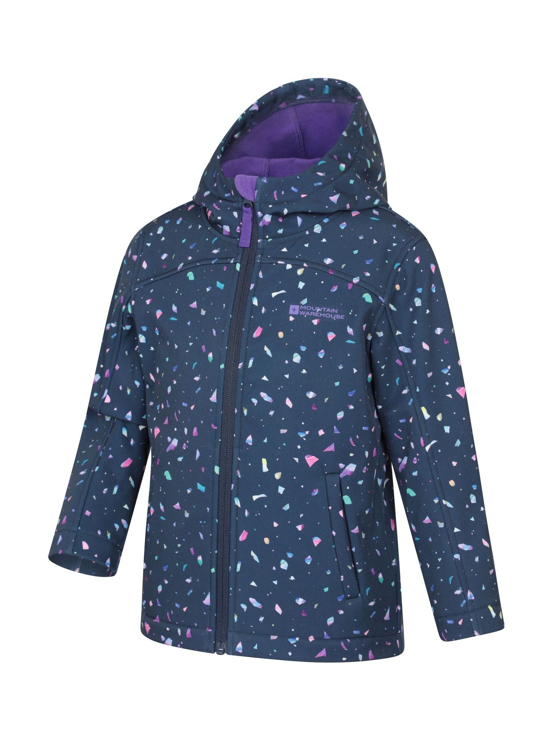 Dsiney Kidz - Mountain Warehouse Blue Exodus Kids Printed Water-Resistant Softshell Jacket image 2