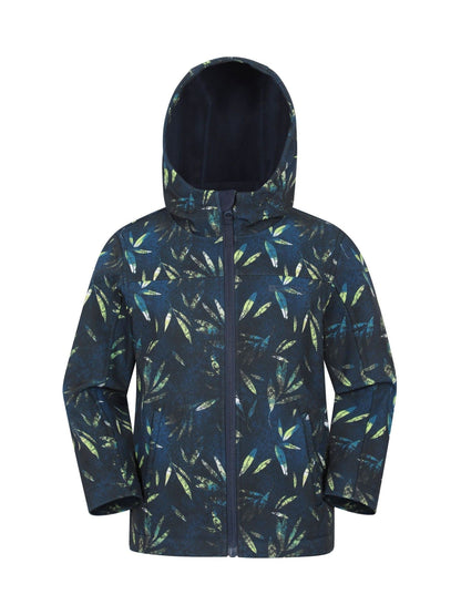 Dsiney Kidz - Mountain Warehouse Navy Blue Exodus Kids Printed Water-Resistant Softshell Jacket image 1
