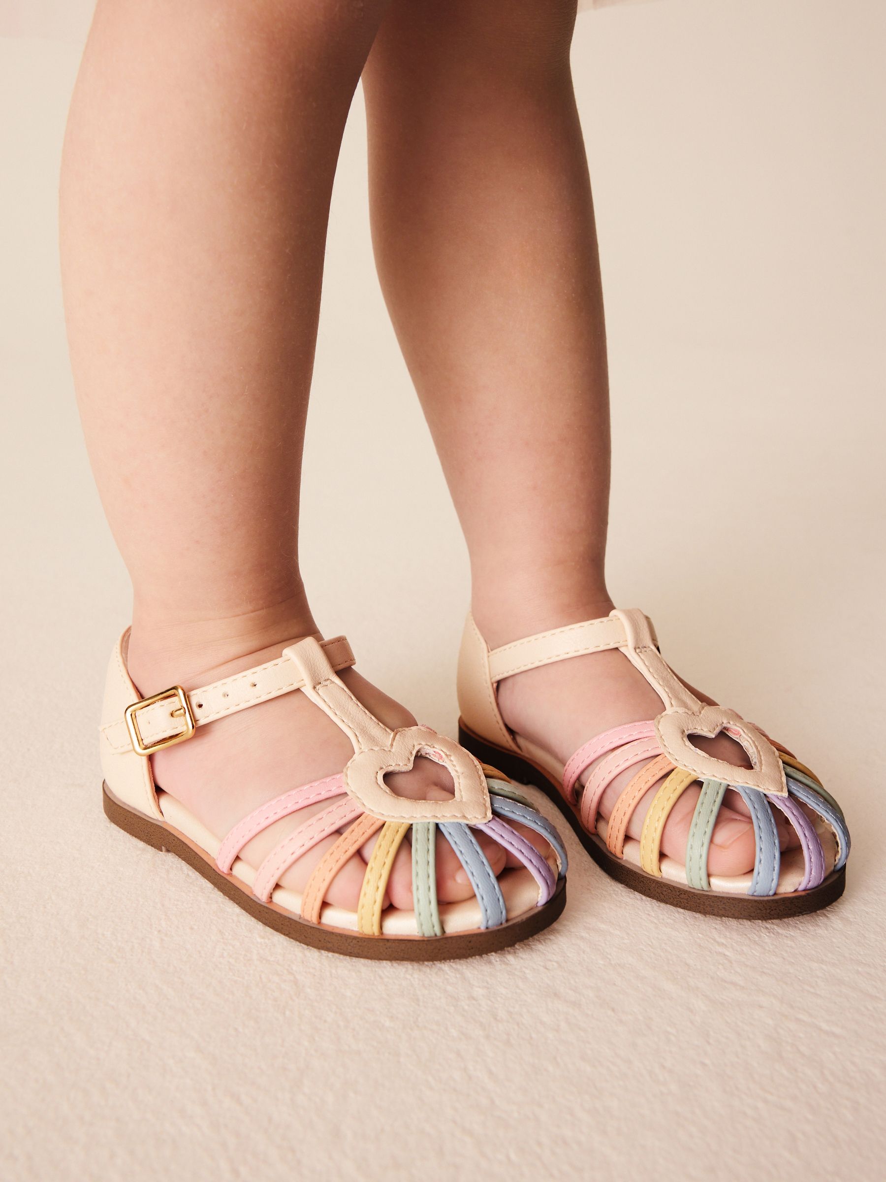 Multi Pastel Standard Fit (F) Fisherman Heart Occasion Sandals image 3