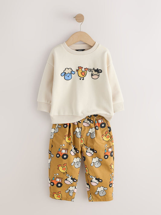 Dsiney Kidz - Farm Tan Brown Long Sleeve Top and Trousers Set (3mths-7yrs) image 2