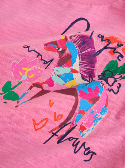 Dsiney Kidz - Pink Floral Unicorn T-Shirt and Cycle Shorts Set (3-16yrs) image 4