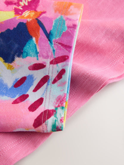 Dsiney Kidz - Pink Floral Unicorn T-Shirt and Cycle Shorts Set (3-16yrs) image 5