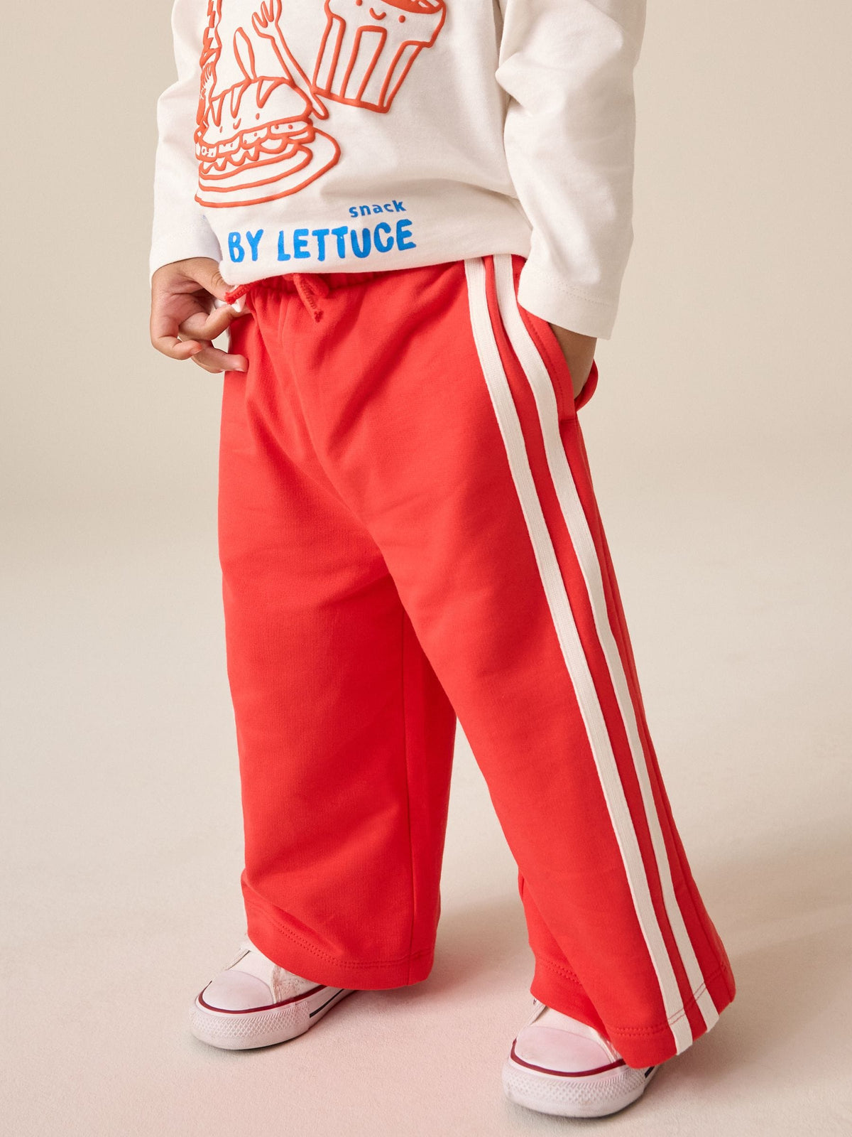 Red Wide Leg Side Stripe Joggers (3mths-7yrs) - image 1