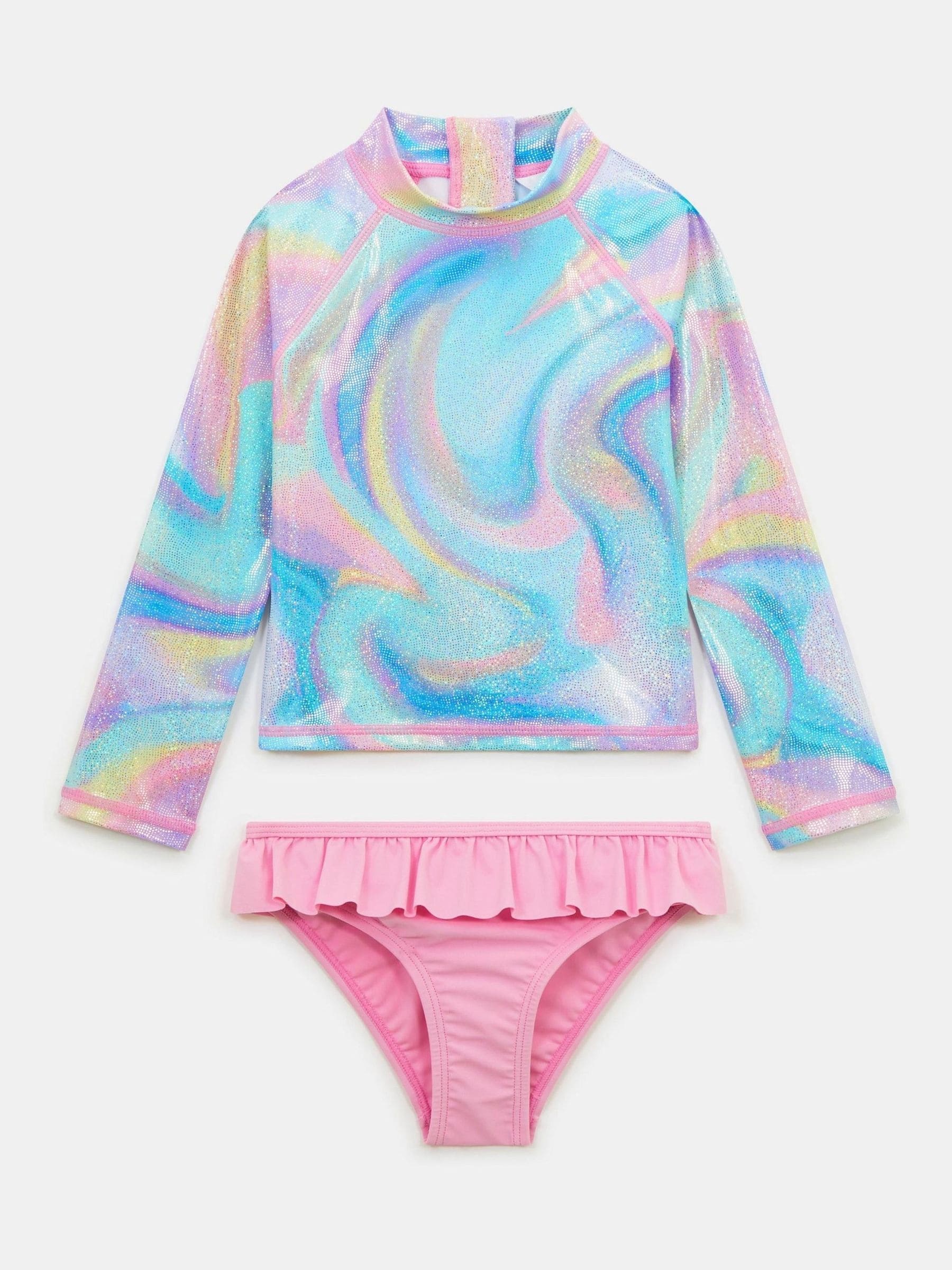 Angels By Accessorize Pink Ombré Rash Vest Swim Set image 1