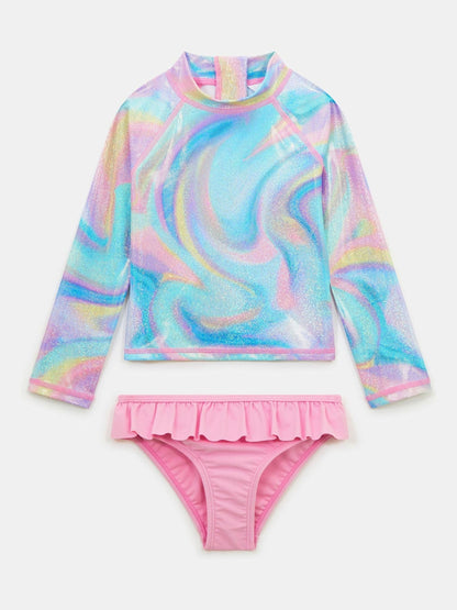 Angels By Accessorize Pink Ombré Rash Vest Swim Set image 1