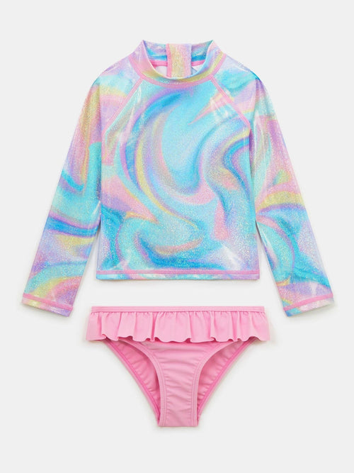 Angels By Accessorize Pink Ombré Rash Vest Swim Set image 1