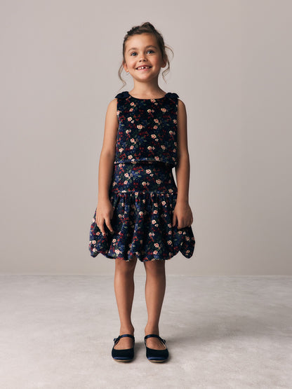 Laura Ashley Navy Floral Velvet Skirts Set - image 1