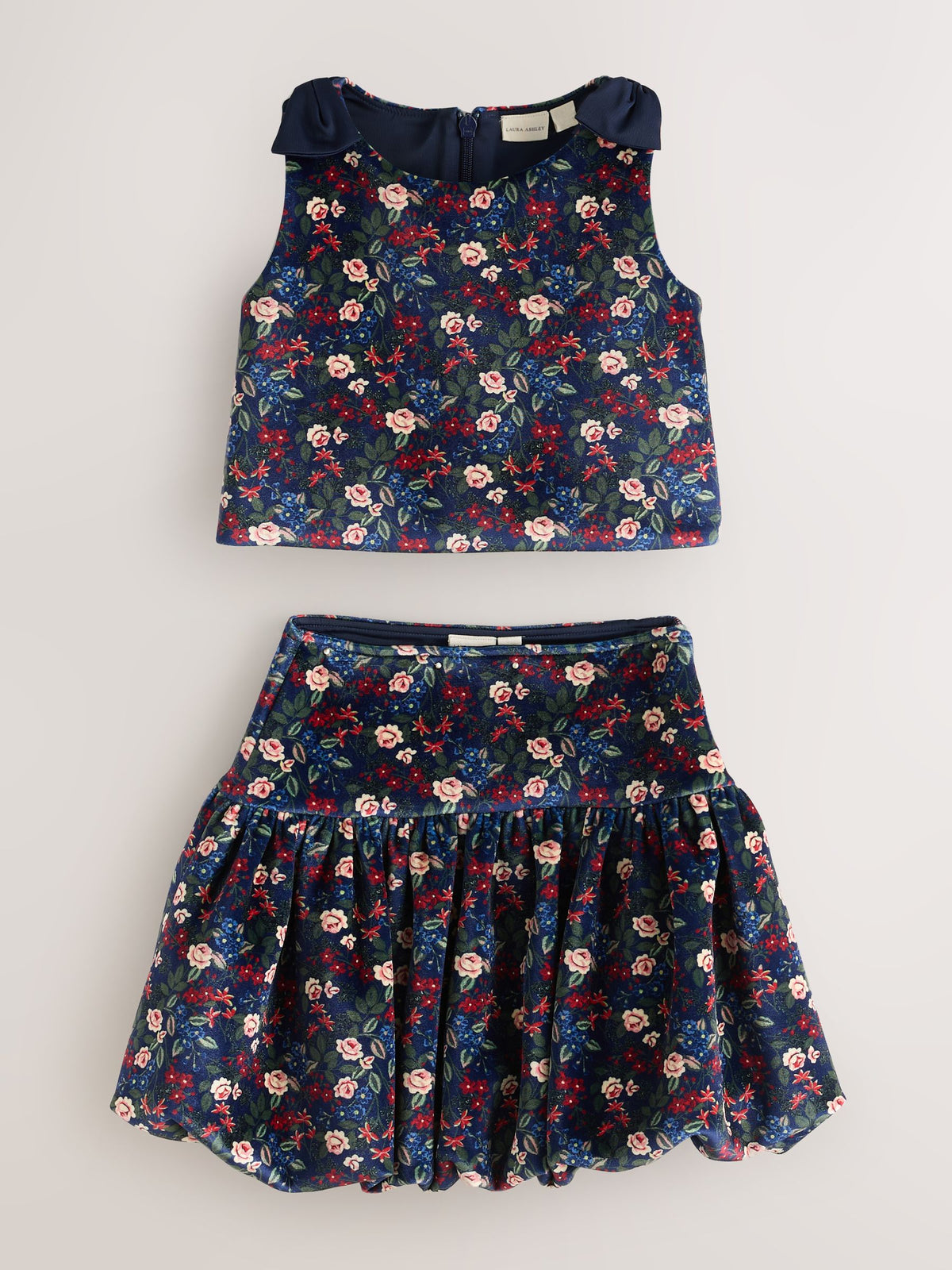 Laura Ashley Navy Floral Velvet Skirts Set - image 5