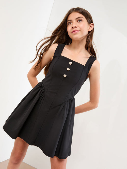Dsiney Kidz - Lipsy Black Diamante Heart Button Skater Dress (7-15yrs) image 1