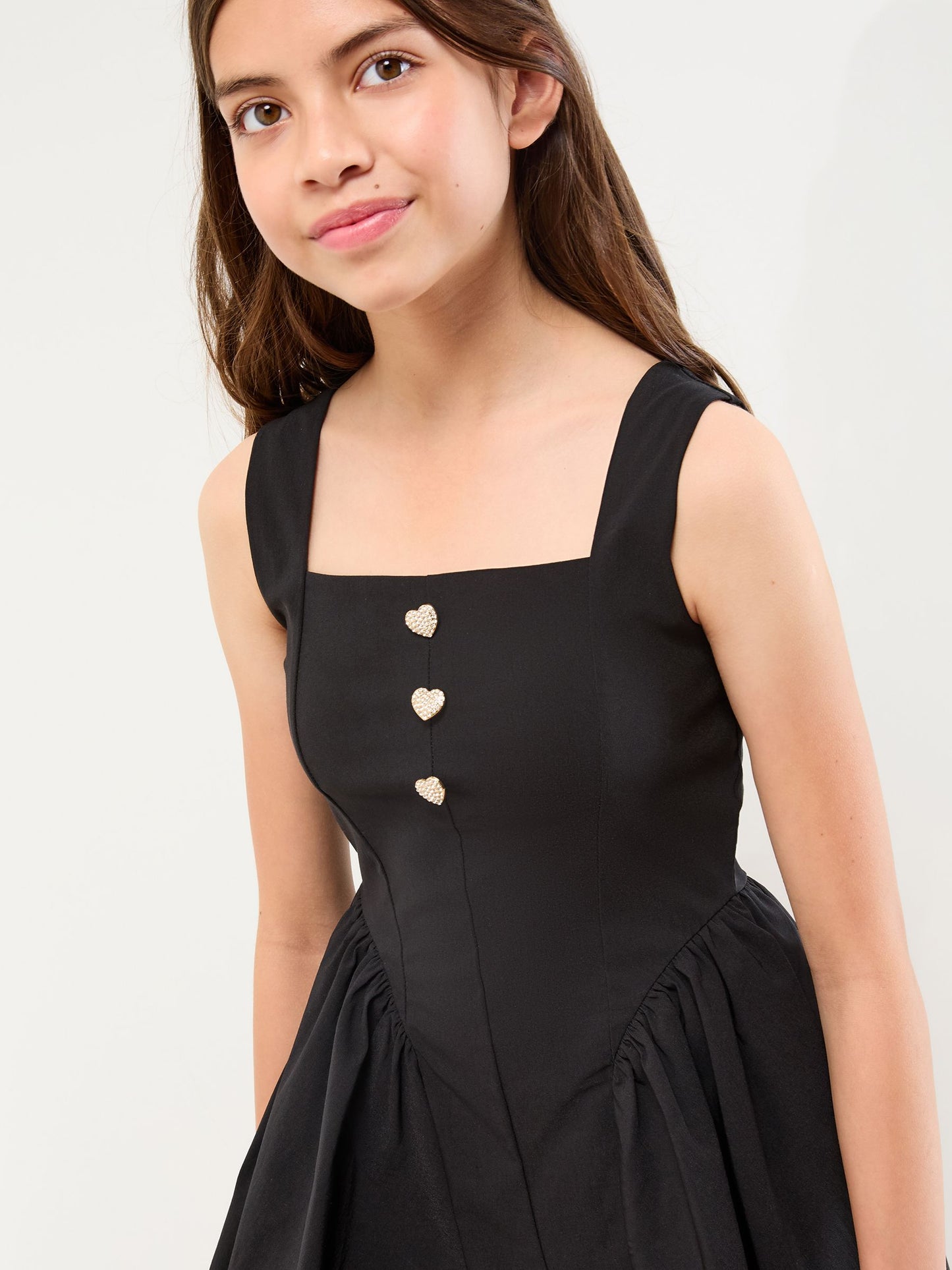 Dsiney Kidz - Lipsy Black Diamante Heart Button Skater Dress (7-15yrs) image 4