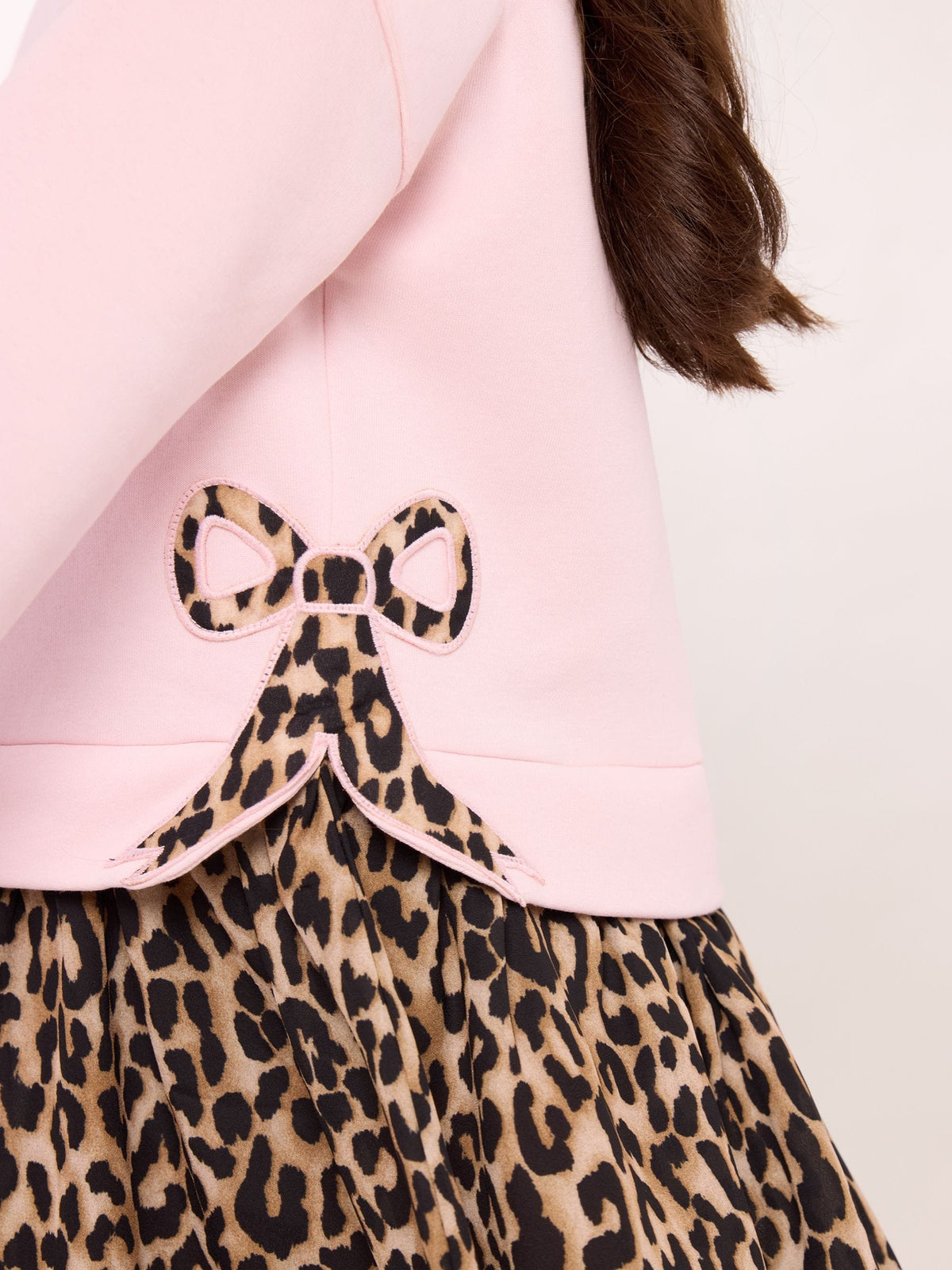 Dsiney Kidz - Lipsy Pink Leopard 2-in-1 Bow Detail Sweat Dress (5-14yrs) image 3