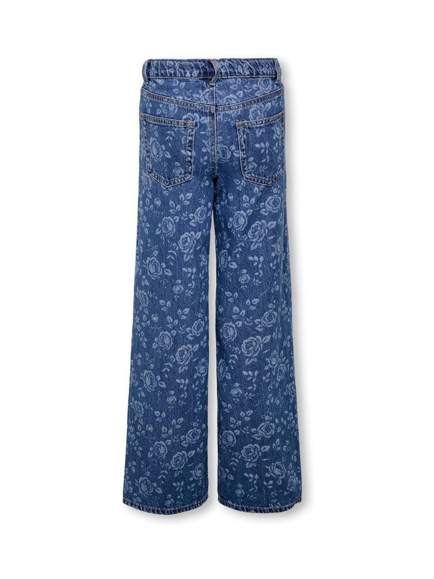 Dsiney Kidz - ONLY KIDS Blue High Waist Wide Leg Rose Print Jeans image 2