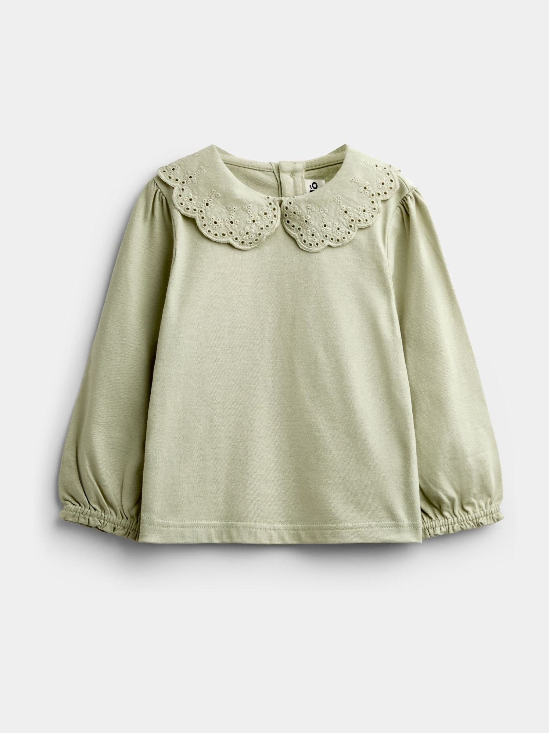 Dsiney Kidz - JoJo Maman Bébé Sage Green Broderie Collar Top image 1