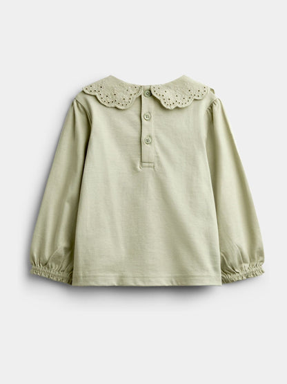 Dsiney Kidz - JoJo Maman Bébé Sage Green Broderie Collar Top image 2
