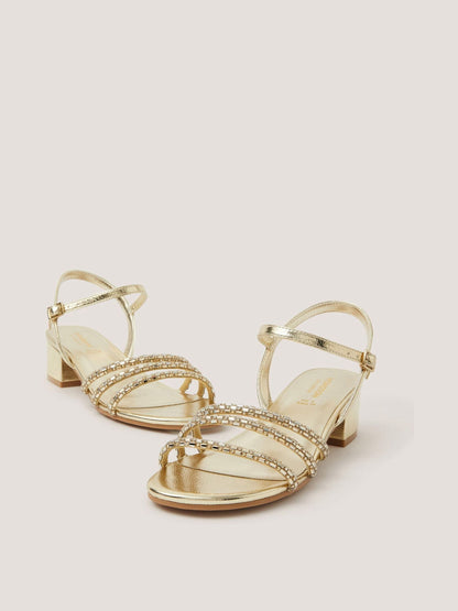 Monsoon Gold Embellished Strap Heels Sandals image 3