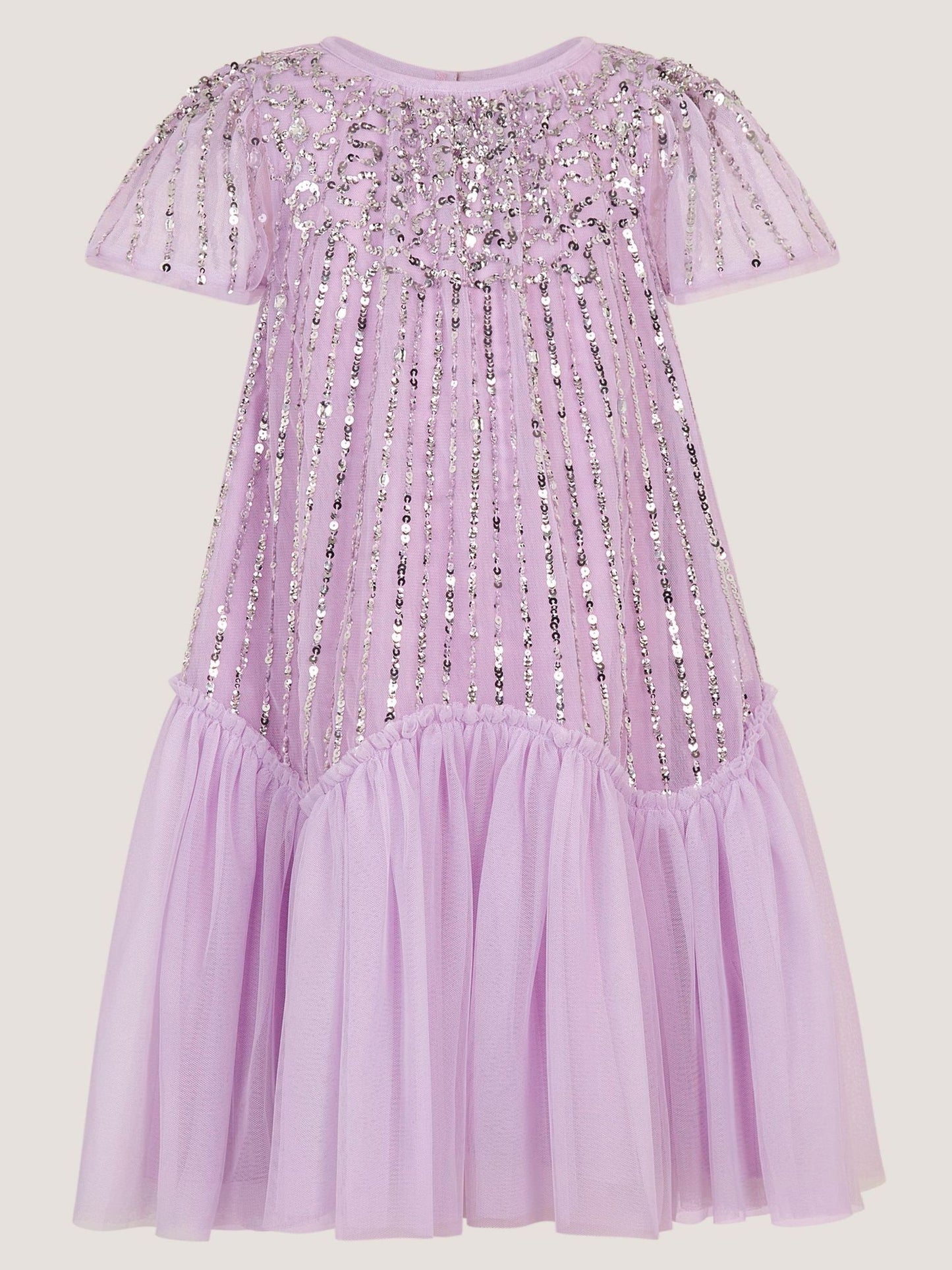 Monsoon Purple Elena Short Sleeve Sequin Party Dress image 2